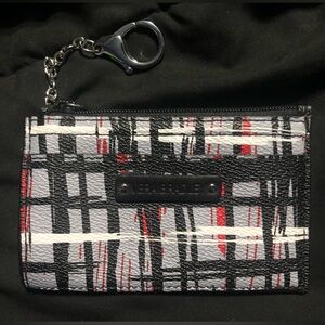 Vera Bradley Grey Black Red Leather Wallet Coin Purse